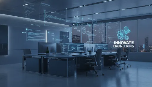 Equipo de ingeniería en workspace